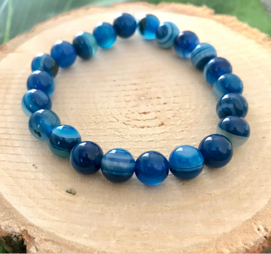 Bracelet Calme Intérieur en Agate Bleue