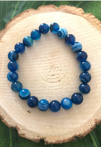 Bracelet Calme Intérieur en Agate Bleue