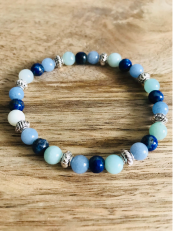 Bracelet Anti-Stress en Aigue Marine, Lapis Lazuli & Amazonite