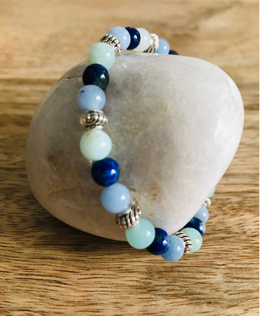 Bracelet Anti-Stress en Aigue Marine, Lapis Lazuli & Amazonite