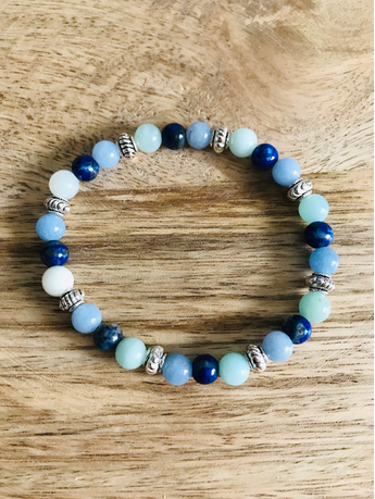 Bracelet Anti-Stress en Aigue Marine, Lapis Lazuli & Amazonite