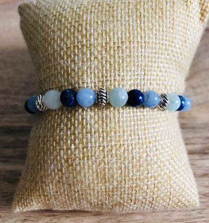 Bracelet Anti-Stress en Aigue Marine, Lapis Lazuli & Amazonite