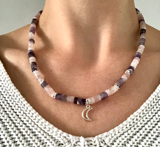 Collier Douceur & Sagesse en Quartz Rose & Améthyste
