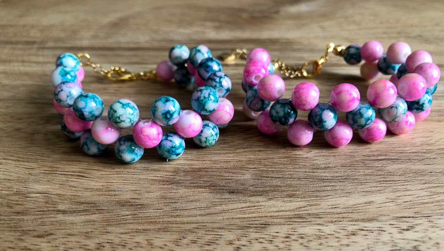 Bracelets Jasper - Roses & Bleus