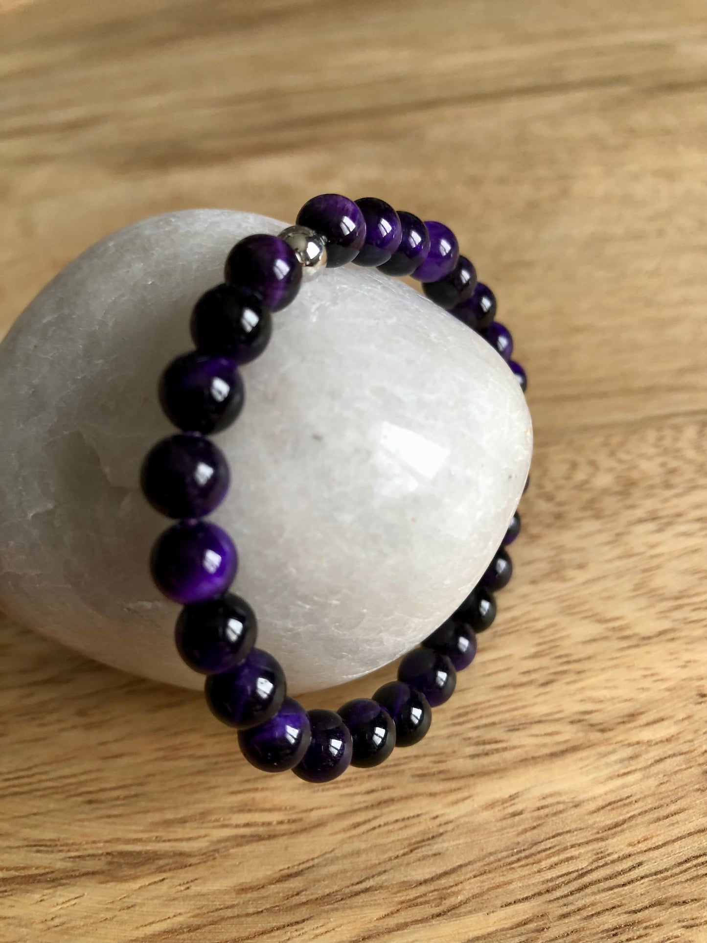 Bracelet Protecteur en Oeil de Tigre Violet