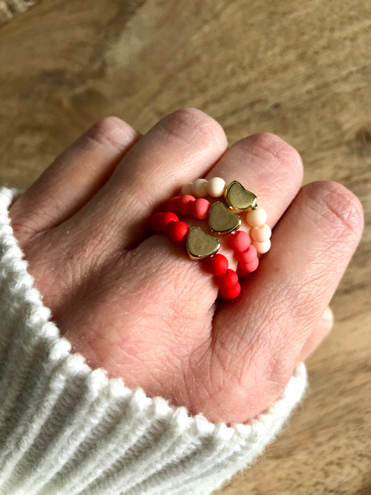 Bagues Cœurs en Perles Colorées