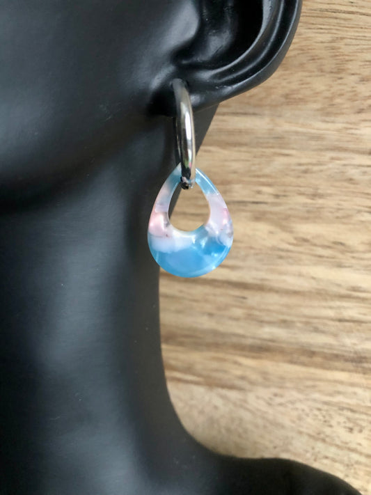 Boucles d’Oreilles Gouttes Colorées - Bleues Roses