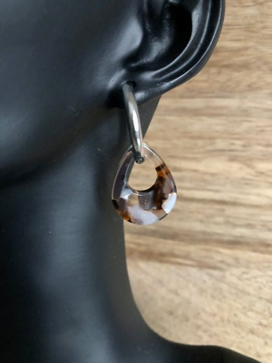 Boucles d’Oreilles Gouttes Colorées - Marrons