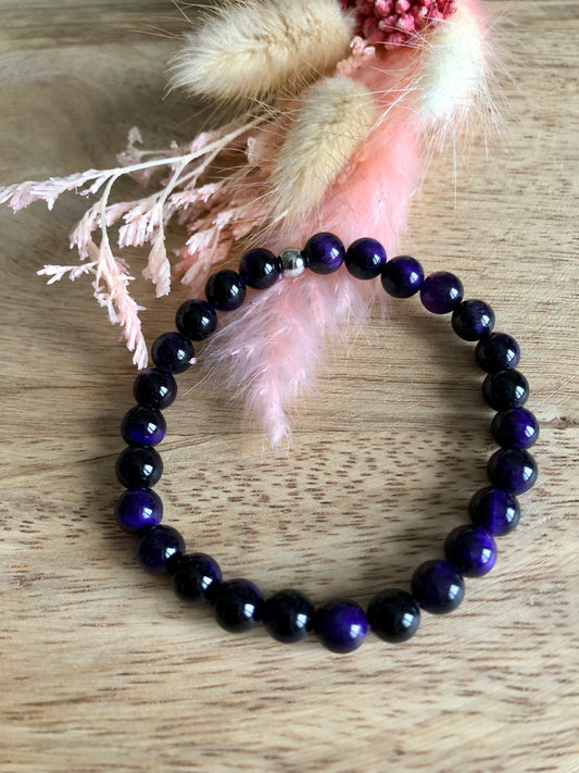 Bracelet Protecteur en Oeil de Tigre Violet