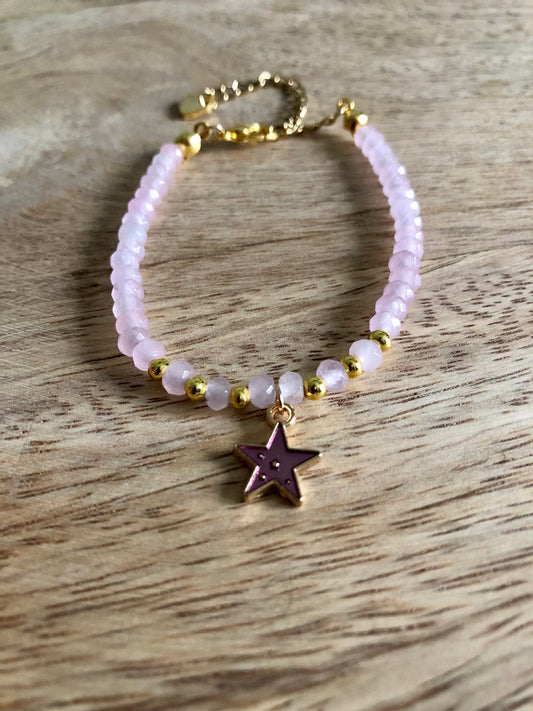 Bracelet Douceur en Quartz Rose & Étoile