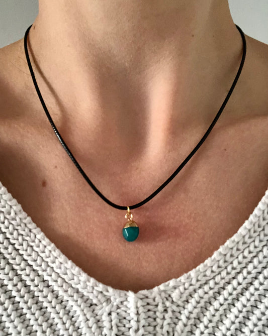 Collier Honnêteté en Jade Bleue