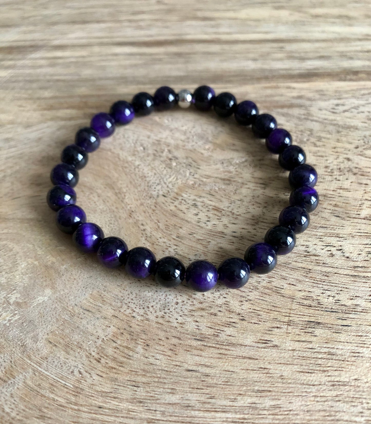 Bracelet Protecteur en Oeil de Tigre Violet