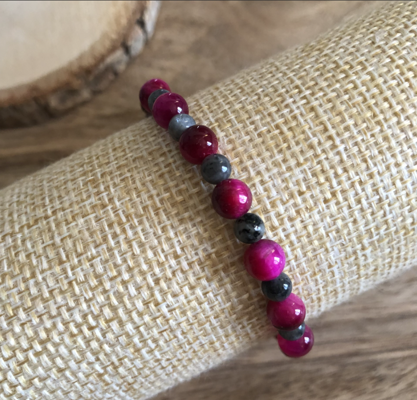 Bracelet Protection Intense en Labradorite & Oeil de Tigre Rose