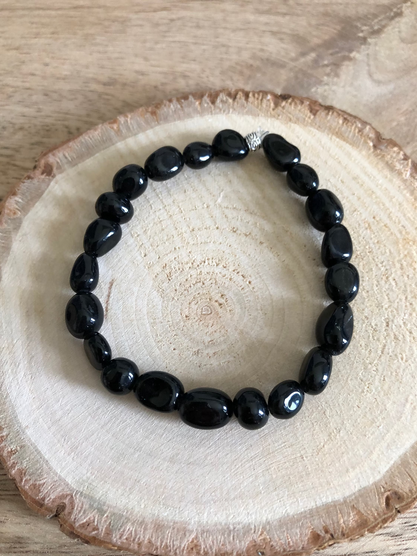 Bracelet Bouclier en Obsidienne Noire