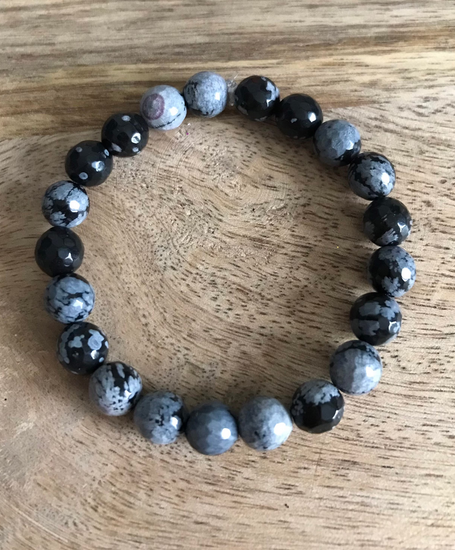 Bracelet Bouclier en Obsidienne Neige