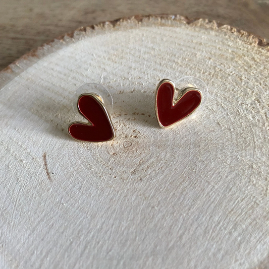 Boucles d'Oreilles fantaisie - Coeurs Rouges